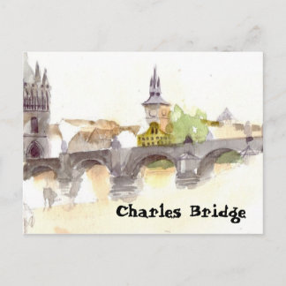 Watercolor Charles Bridge Postcard
