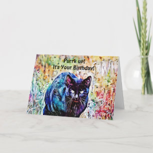Watercolor Chat Funny Puns Carte Anniversaire