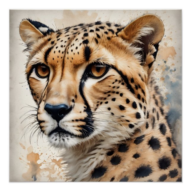 Watercolor Cheetah no 12 Poster (Front)