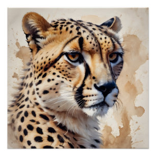Watercolor Cheetah no 9 Poster