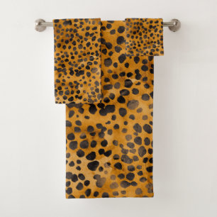 Watercolor Cheetah Print Bath Towel Set