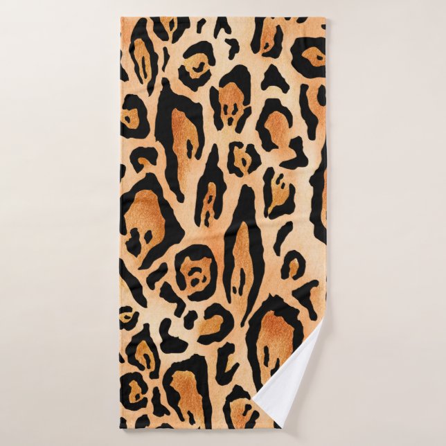 Watercolor cheetah print pattern bath towel (Bath Towel)