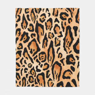 Watercolor cheetah print pattern fleece blanket