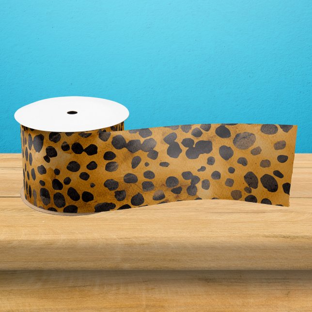 Watercolor Cheetah Print Satin Ribbon (Creator Uploaded)
