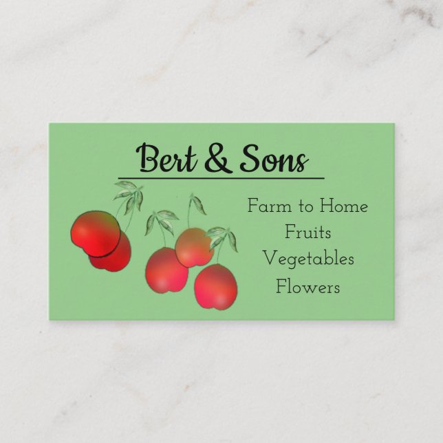 Watercolor Cherries Business Card (Front)