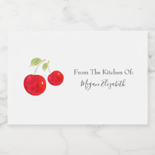 Watercolor Cherries Food Label