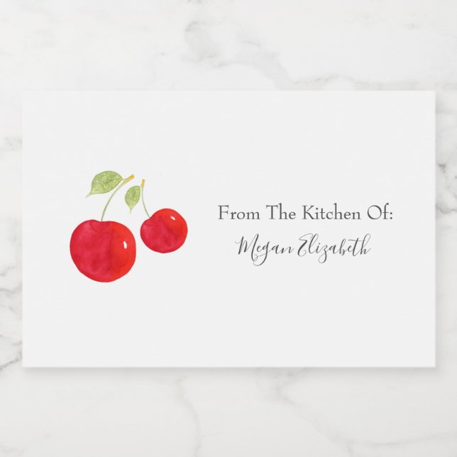 Watercolor Cherries Food Label (Single Label)