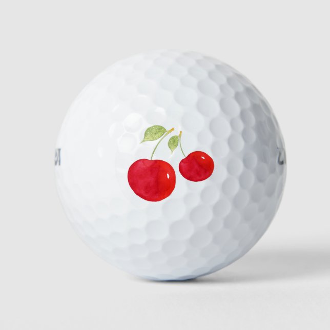 Watercolor Cherries Golf Balls (Front)