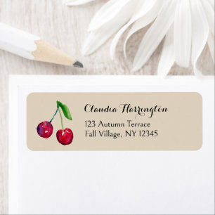 Watercolor Cherries Hand-Painted Nature Address