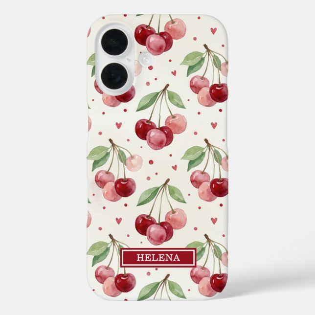 Watercolor Cherries Monogrammed Case-Mate iPhone Case (Back)