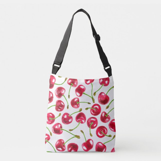 Watercolor cherries pattern crossbody bag (Front)