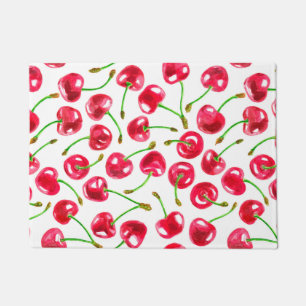 Watercolor cherries pattern doormat