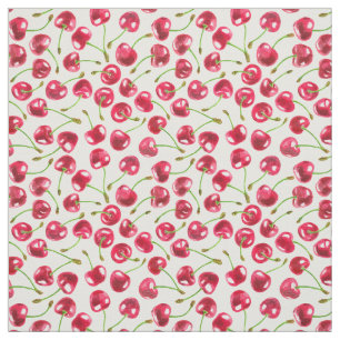 Watercolor cherries pattern fabric