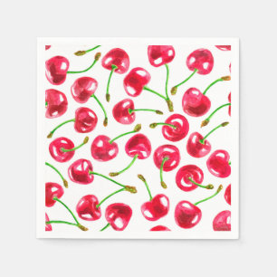 Watercolor cherries pattern napkin