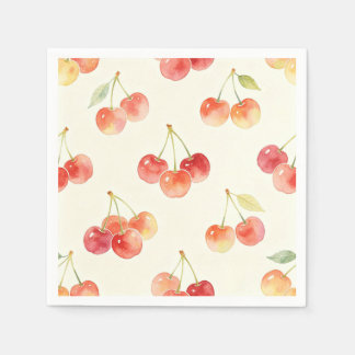 Watercolor Cherries Sweet Summer Napkin