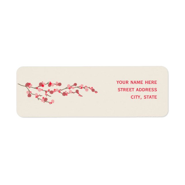 Watercolor Cherry Blossom Address Label (Front)