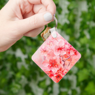 Watercolor Cherry Blossom Bliss Keychain