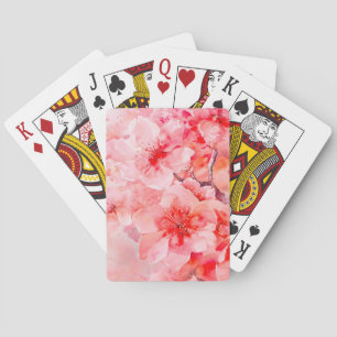 Watercolor Cherry Blossom Bliss Playing Cards