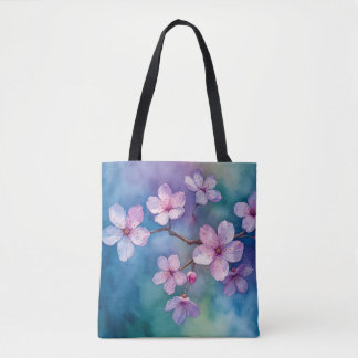 Watercolor Cherry Blossom Breeze Tote Bag