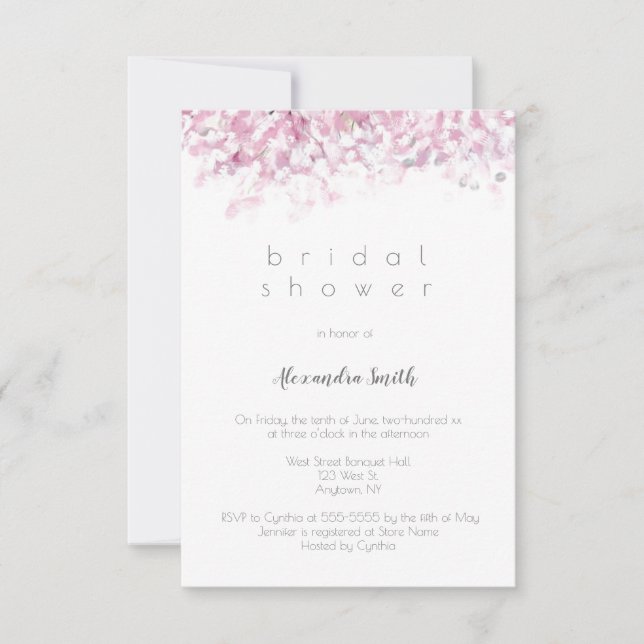 Watercolor cherry blossom bridal shower invitation (Front)