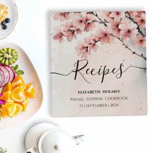 Watercolor Cherry Blossom Bridal Shower Recipe Binder