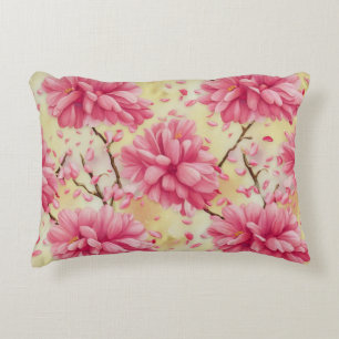 "Watercolor Cherry Blossom Floral Pattern" Accent Pillow