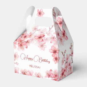 Watercolor Cherry Blossom Happy Birthday Favor Box