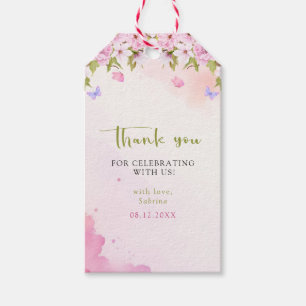 Watercolor Cherry Blossom It's a Girl Baby Shower Gift Tags
