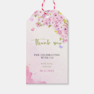 Watercolor Cherry Blossom It's a Girl Baby Shower Gift Tags