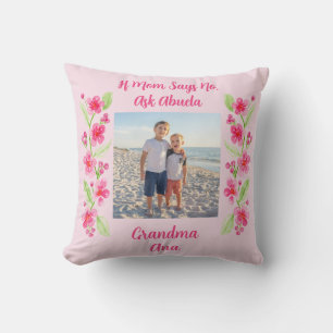 Watercolor Cherry Blossom NONNA Photo PERSONALIZE Throw Pillow