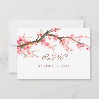 Watercolor cherry blossom rsvp