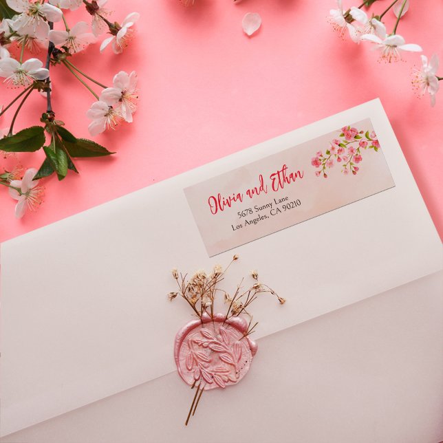 Watercolor Cherry Blossom Spring Wedding Adresse (Créateur téléchargé)
