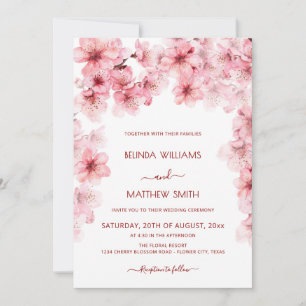  Watercolor Cherry Blossom Wedding Invitation