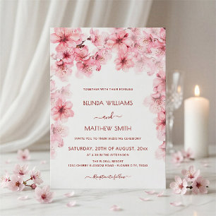 Watercolor Cherry Blossom Wedding Invitation