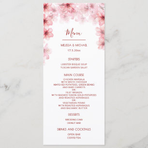 Watercolor Cherry Blossom Wedding Menu