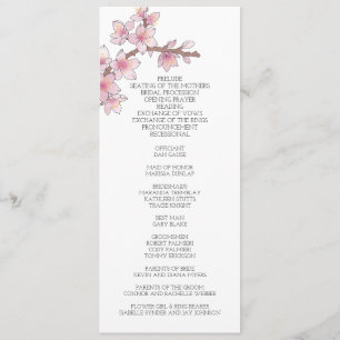 Watercolor Cherry Blossom Wedding Program