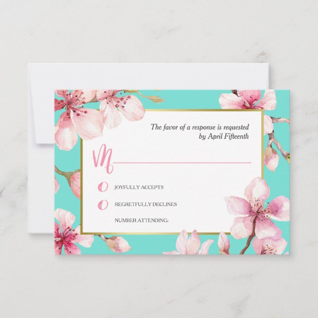 Watercolor Cherry Blossom Wedding RSVP (Front)