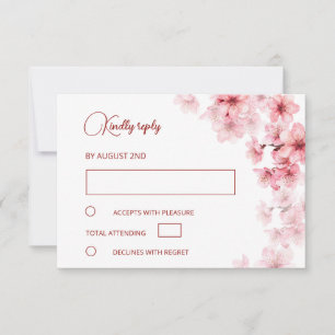 Watercolor Cherry Blossom Wedding RSVP Card