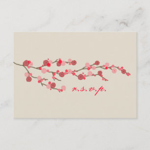 Watercolor Cherry Blossom Wedding RSVP Card