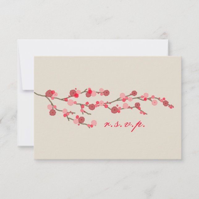Watercolor Cherry Blossom Wedding RSVP Card (Front)