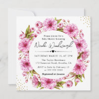 Watercolor Cherry Blossom Wreath Baby Shower