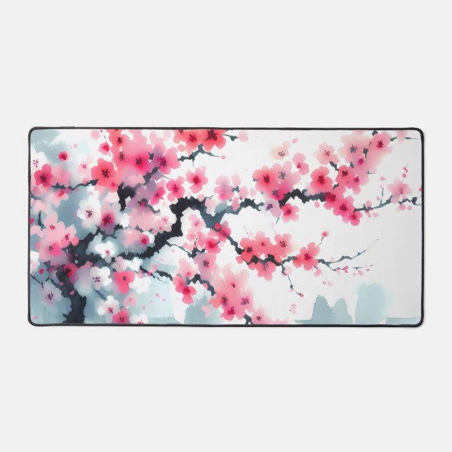 Watercolor Cherry blossoms Desk Mat (Front)