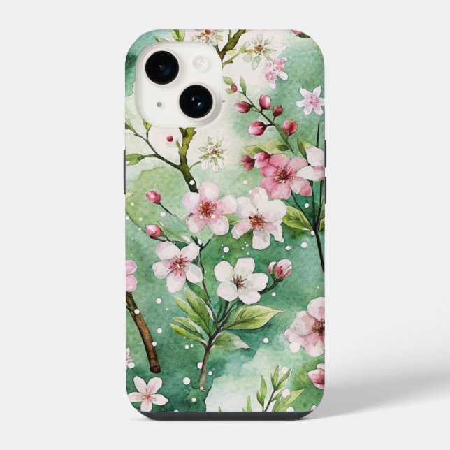 Watercolor Cherry Blossoms iPhone Case (Back)