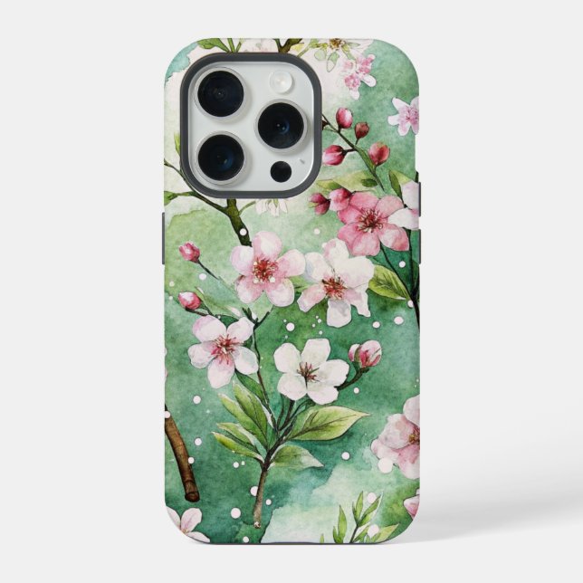 Watercolor Cherry Blossoms iPhone Case (Back)