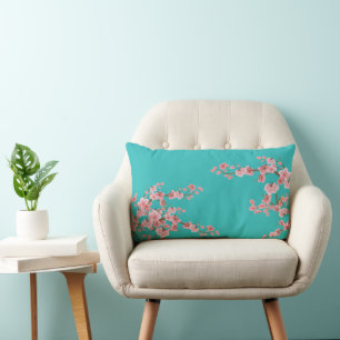 Watercolor Cherry Blossoms Lumbar Pillow