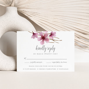 Watercolor Cherry Blossoms Meal Choice RSVP Card