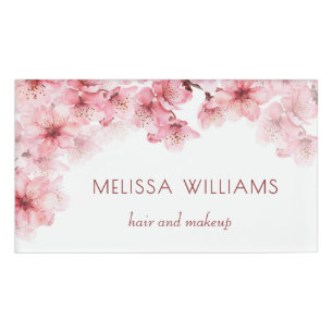 Watercolor Cherry Blossoms Pink Floral Name Tag