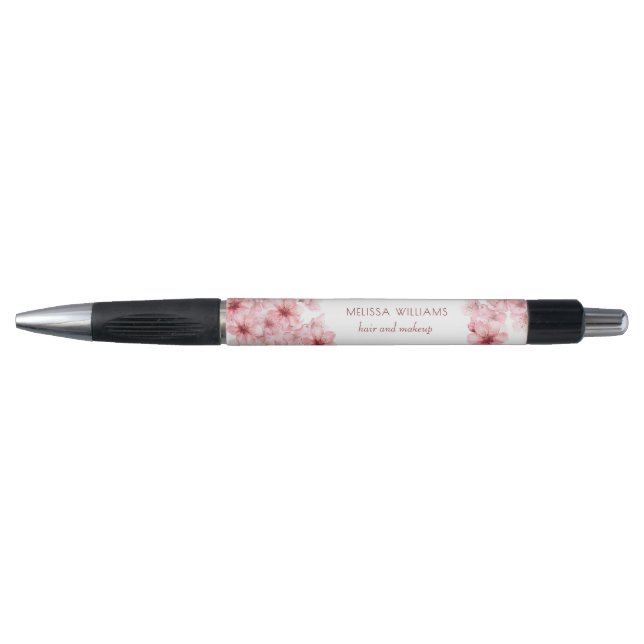 Watercolor Cherry Blossoms Pink Floral Pen (Front)