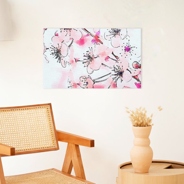 Watercolor Cherry Blossoms Spring Illustration  Canvas Print (Creator Uploaded)