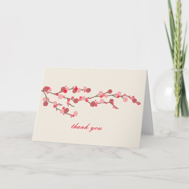 Watercolor Cherry Blossoms Thank You Card (Front)